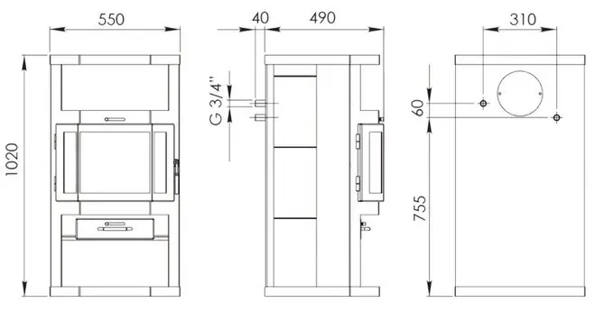 Печь-камин АНГАРА-АКВА Мета-Бел