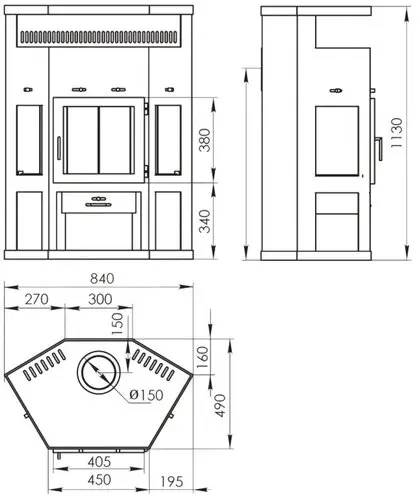 Печь-камин ЕНИСЕЙ Мета-Бел