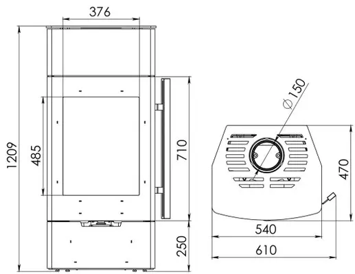 Печь-камин БАЙКАЛ Мета-Бел